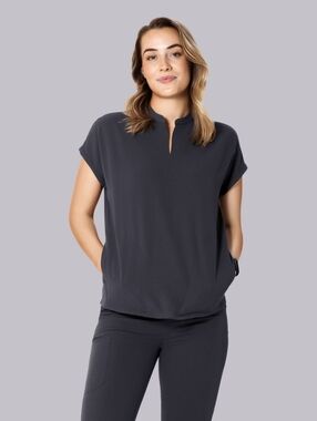 Women's Grey Mandala Short Sleeve Scrub Top